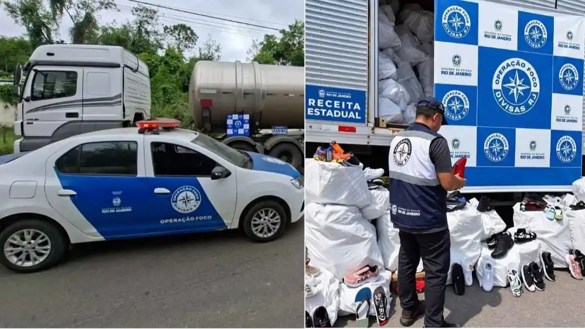 Fiscais barram cargas irregulares no RJ: combustível, calçados falsos e peças de cama box somam R$ 395 mil