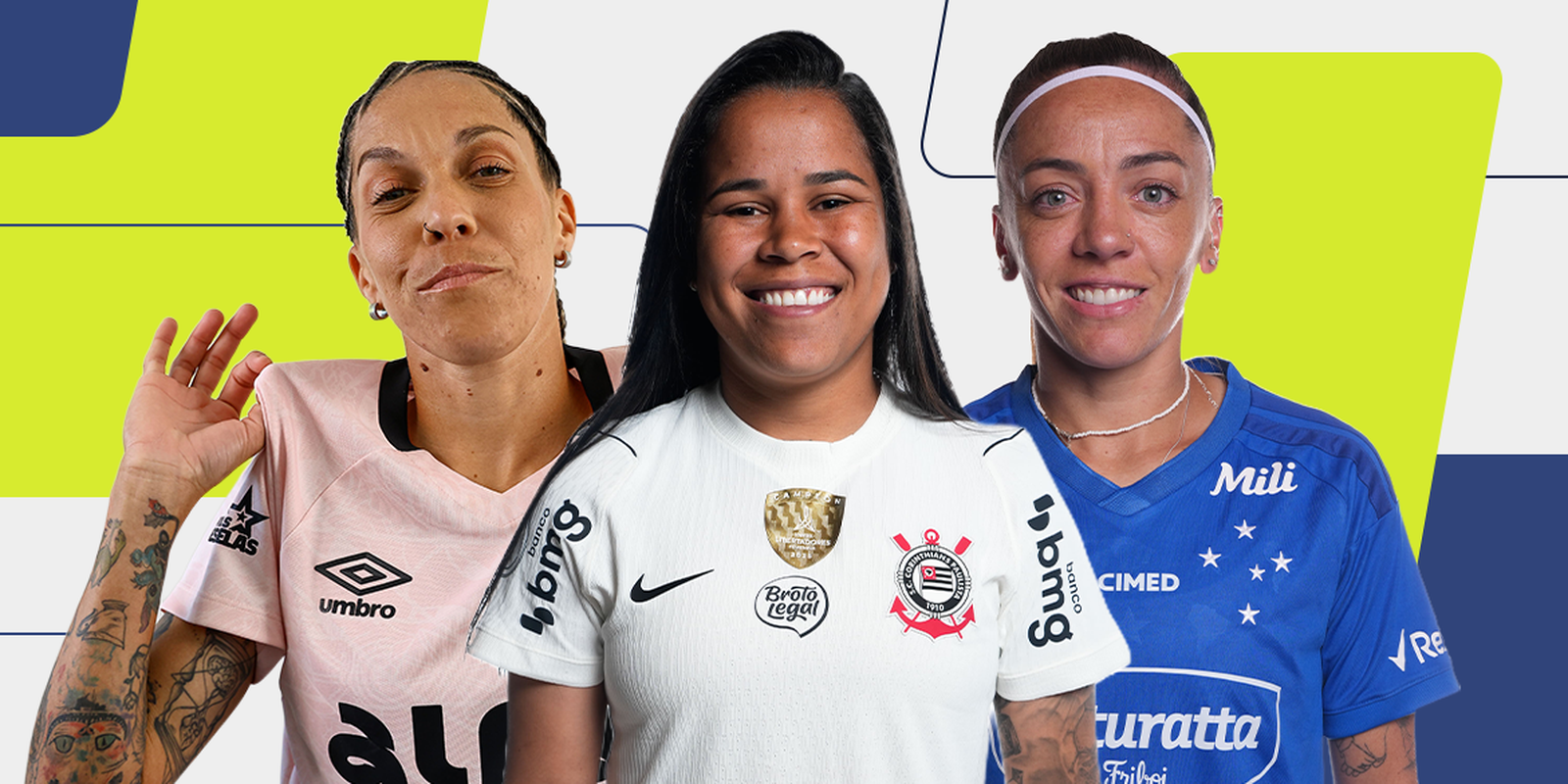 Três golaços disputam o troféu de gol mais bonito do Brasileirão Feminino 2026