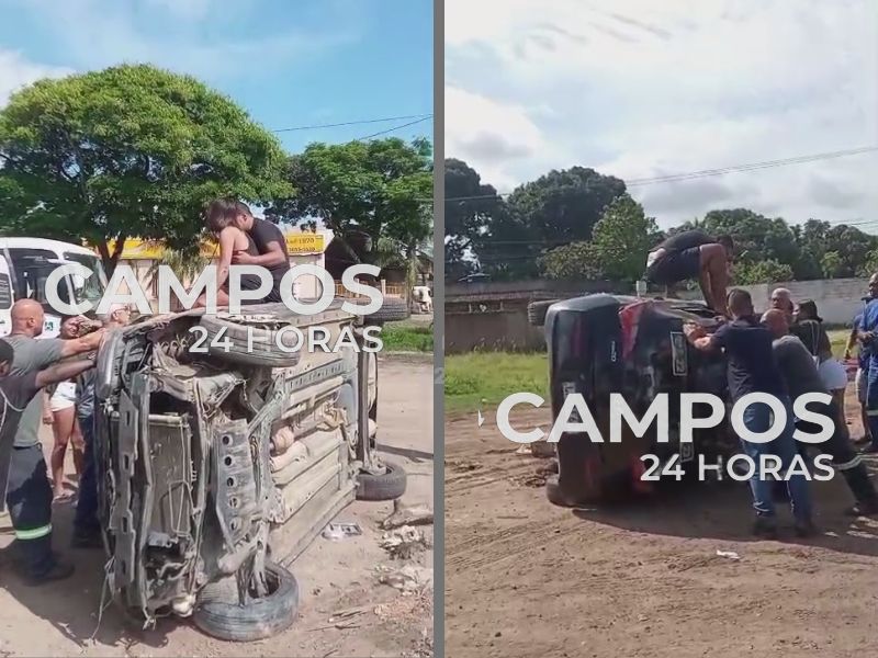 Condutora sai com ferimentos leves após capotamento em trecho da rodovia federal em Campos